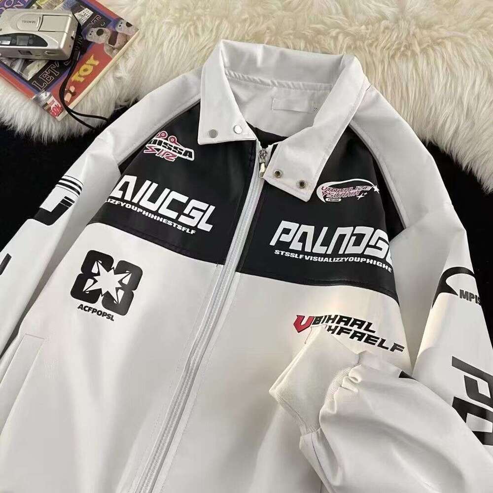 American Style Motorcycle Racing Suit for Men Winter High-end Cool Baseball Riding PU Leather Jacket
