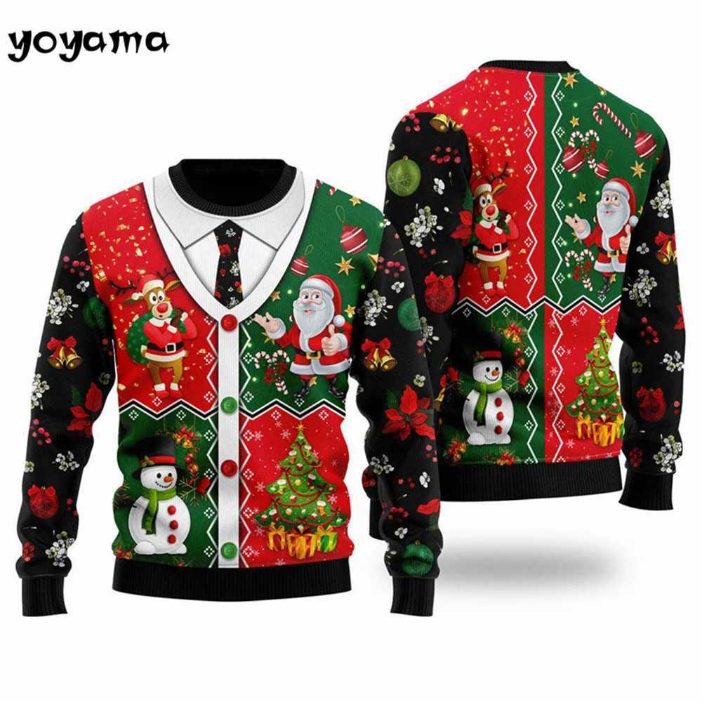 Fake Cardigan Christmas Man Hoodie 3D Printed New Year Party Xmas Sweatshirt Women Party Birthday Christmas Pullovers Winter Top W251027