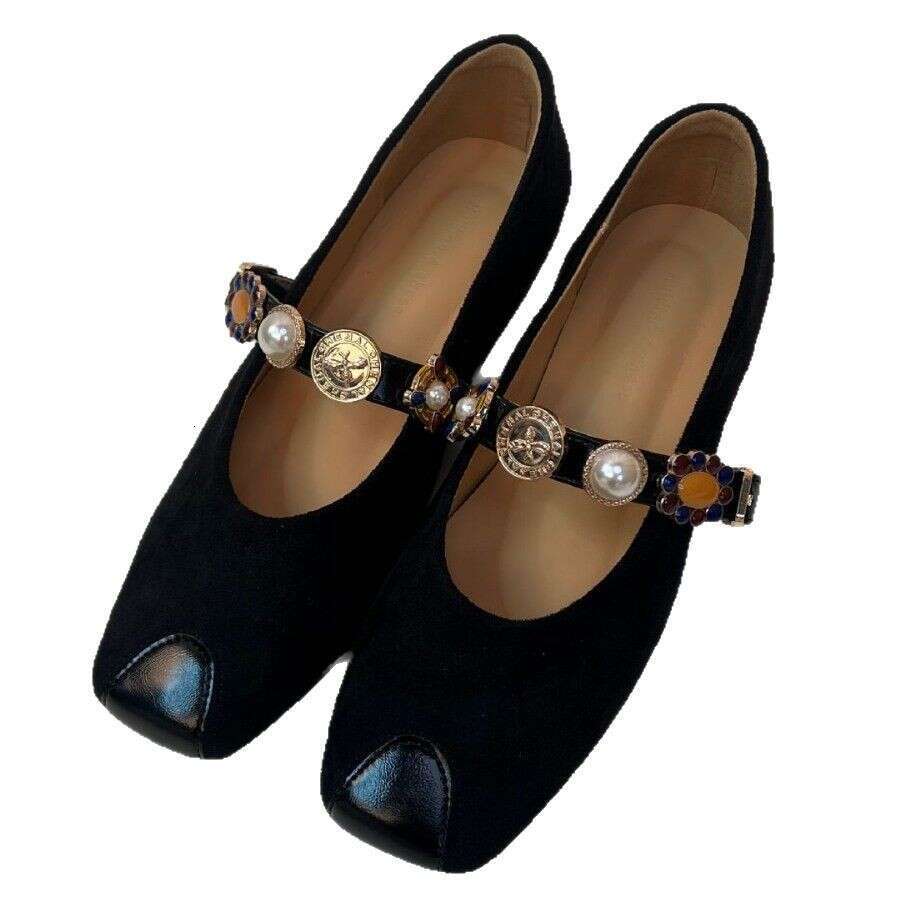 Sheepskin French Mary Jane 2025 New Shallow Mouth Single Strap Flat Shoes for Women