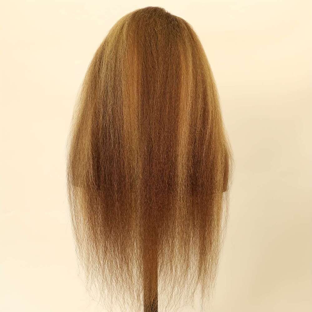 Highlight Brown Blonde Color Yaki Straight Wig 13X6 HD Transparent Lace Front Brazilian Pre Plucked Human Hair Wigs For Women