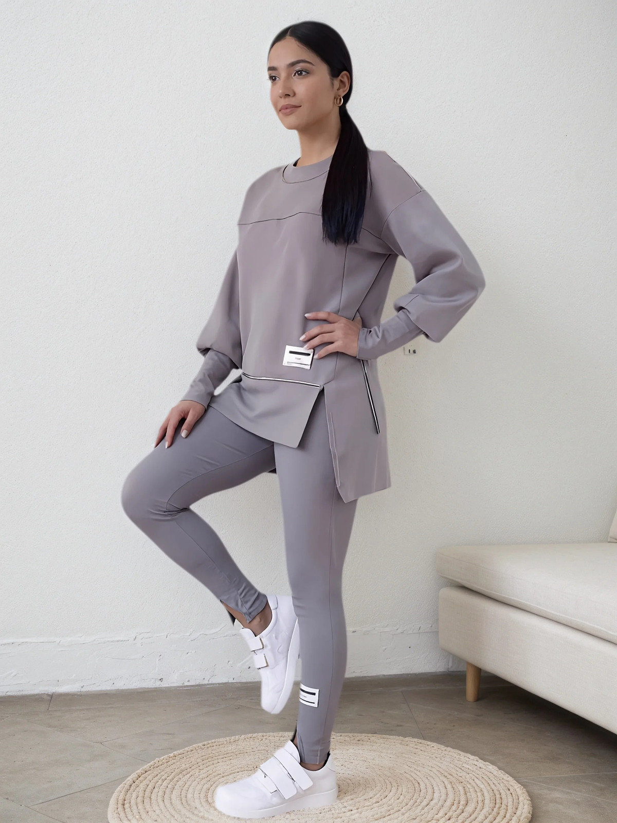 Womens loose irregular printed sportswear and jogging pants set a fashionable comfortable twopiece outfit 251027