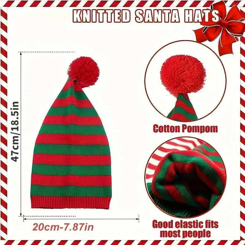 Christmas striped knitted hat unisex Santa hat winter beanie hat portable warm crochet hat suitable for holiday partiesW251027