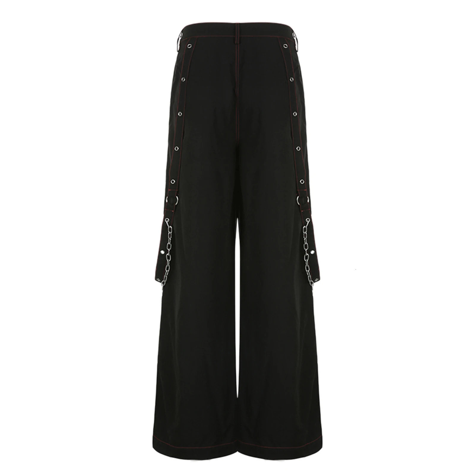 Women Gothic Cargo Jeans Wide Straight Leg Punk Grunge Baggy Pants Goth Aesthetic Streetwear Trousers 251027