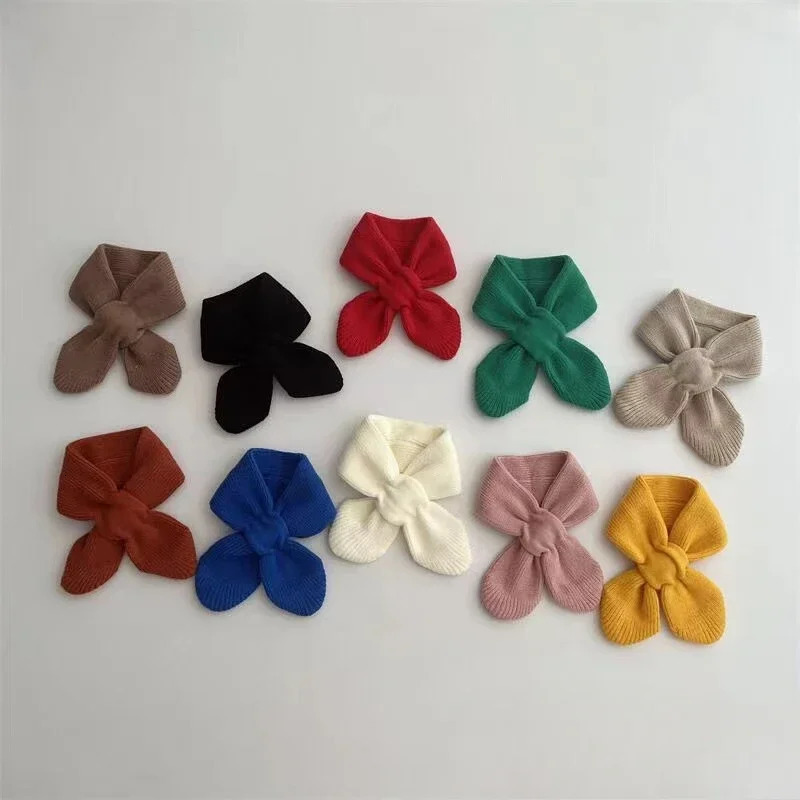 Kids Scarf Winter Warm Soft Children Knitted Baby Bib Infant Toddler Neck Warm Fashion Toddler Solid Color Girl Boy Scarves 251027