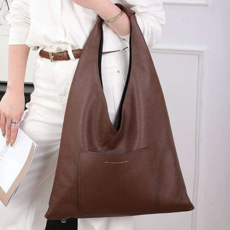 Hot Selling Genuine Leather Shoulder Bags Large Capacity Female Niche Design Tote Handbags Women Hobos Purses 251027