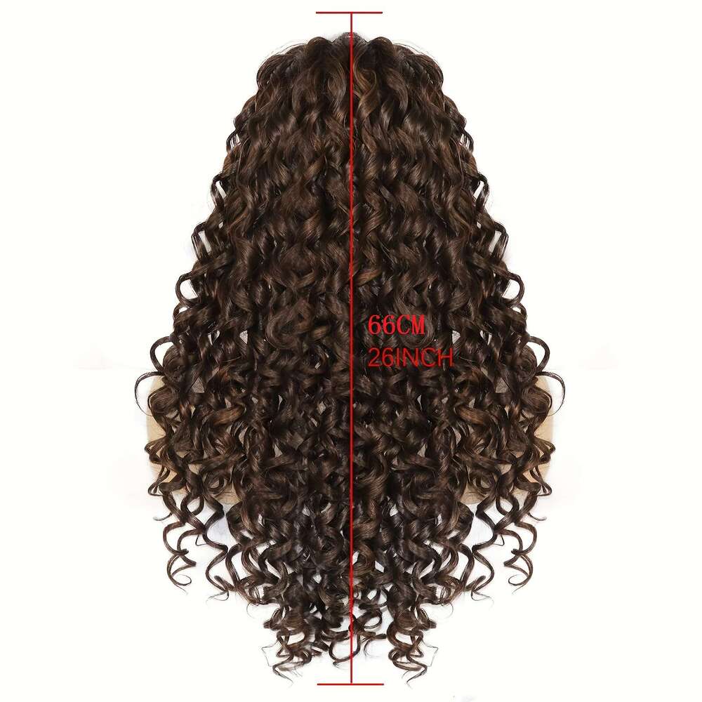 13*2.5 Long 2 Tone Ombre Brown Orange Synthetic Front Wig Women Perfect For Carnival, Music Festival, New Year's, Halloween, Thanksgiving, Christ