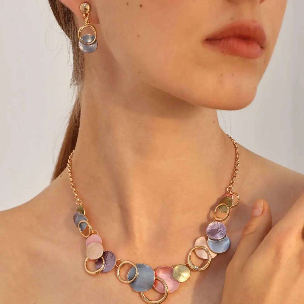 Cring Coco Geometric Pendants Necklaces Enamel Metal Jewelry Accessory Collar Pendant Necklace New For Women Mother Gifts 2022