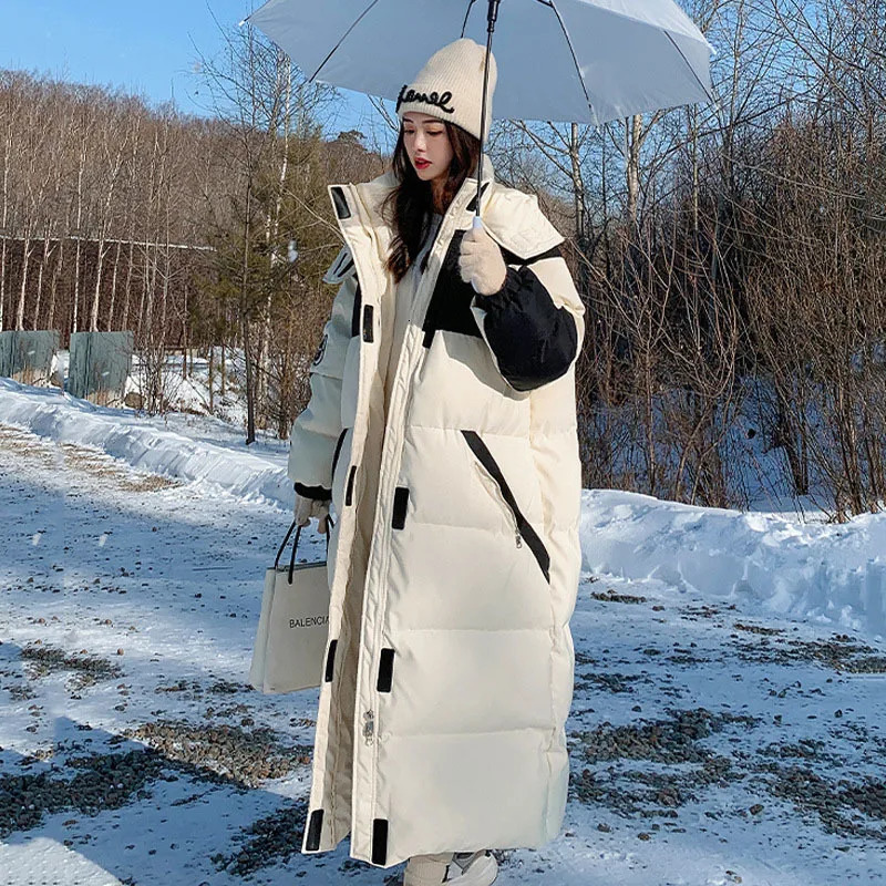 Winter Long Down Cotton Jacket Women Manteau Femme Hiver Loose Safari Style Thick Warm Hooded Parkas Female KneeHigh Coats 251027