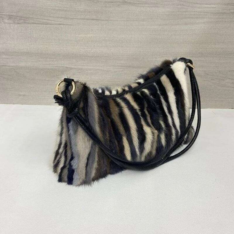 Designer Luxury Real Fur Shoulder Bag Women New In High Quality Mink Hair Fashion Designer Handbag Trend Casual Elegant Female Bags