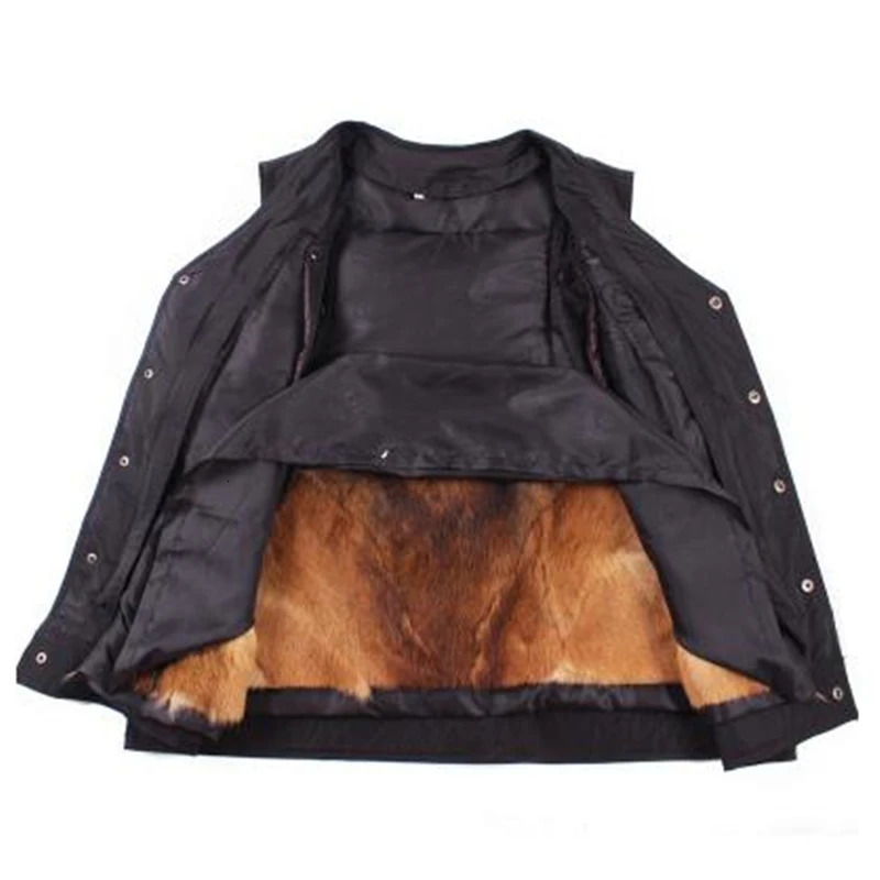 Man Autumn Solid Sleeveless Vneck Sheepskin Fur Thick Down Parkas Male Winter Loose Warm Fur Down Jackets 251024