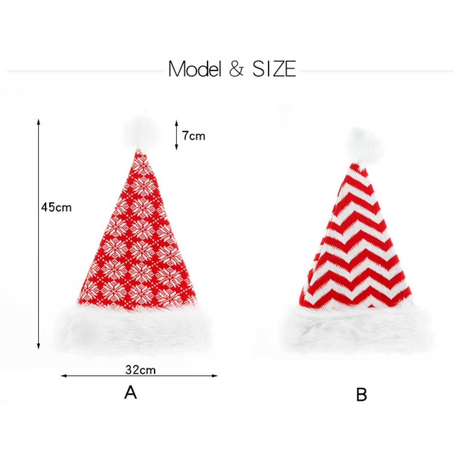 1PC Christmas Santa Hats KnittedFurry Trim With ZigzagSnowflake PatternsXmas Holiday Party Decor Caps For MenWomen ChristmasW251027