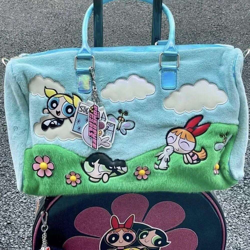 Advanced Cartoon Plush Luggage -3D Anime Character, Flying Girl Police Handbag, Luggage Bag, Large Capacity, Ideal for Leisure Travel