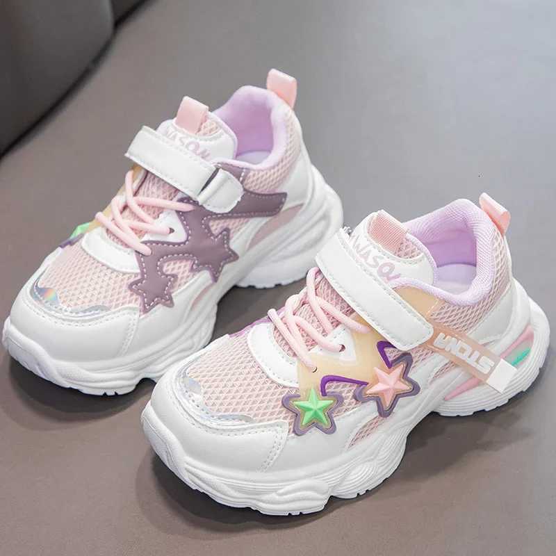 Students Running Shoes Thick Soft Sole Kids Sports Shoes Mesh Breathable 2024 New Fashion Boys Girls Sneakers with Stars Casual Z251027