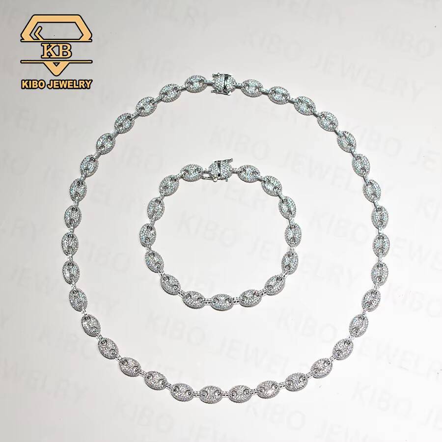 Hip Hop New Design Cuban Link Vvs Iced Out Moissanite Diamond 8MM 925 Silver Pig Nose Chain Moissanite Cuban Chain Link