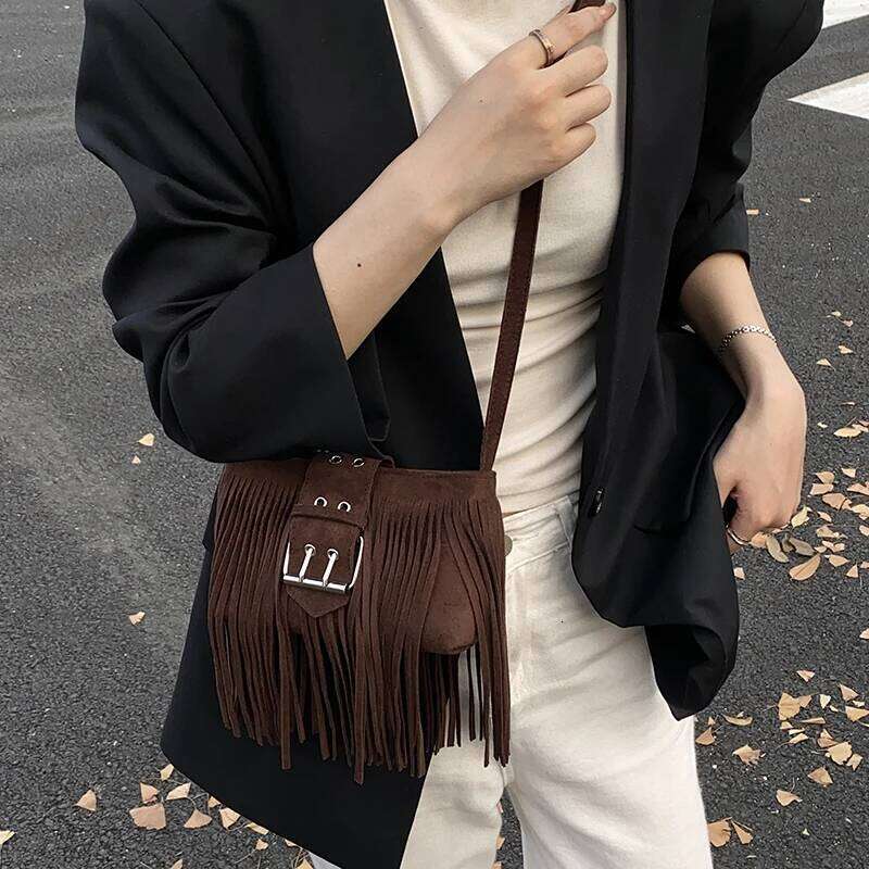 Designer Luxury Long Tassel Womes Designer Bag Suede Small Pocket Classic Retro Shoulder Crossbody Purse For Girls Torebki