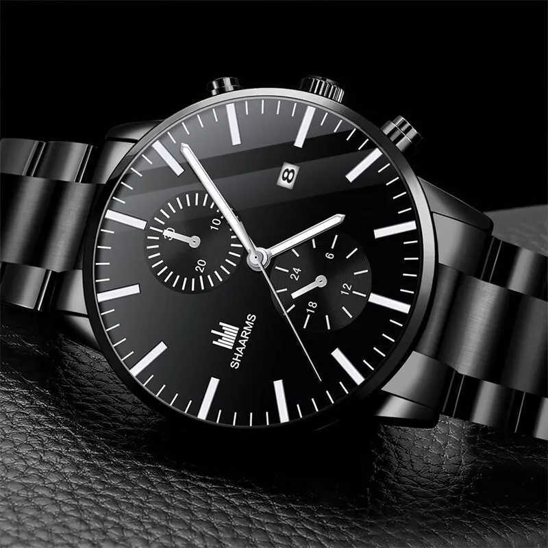Mens Fashion Business Quartz Watch Fashion Fake Three Eye Six Pin Calendar Men Watch Stainless Steel Belt Men WatchesT251027