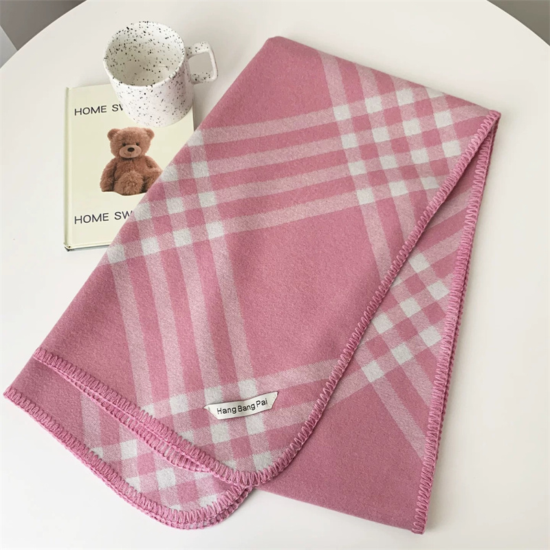 Free shipping Designer Scarves Fashionable versatile light luxury scarf checkered winter scarf with doublesided dual color shawl lines black