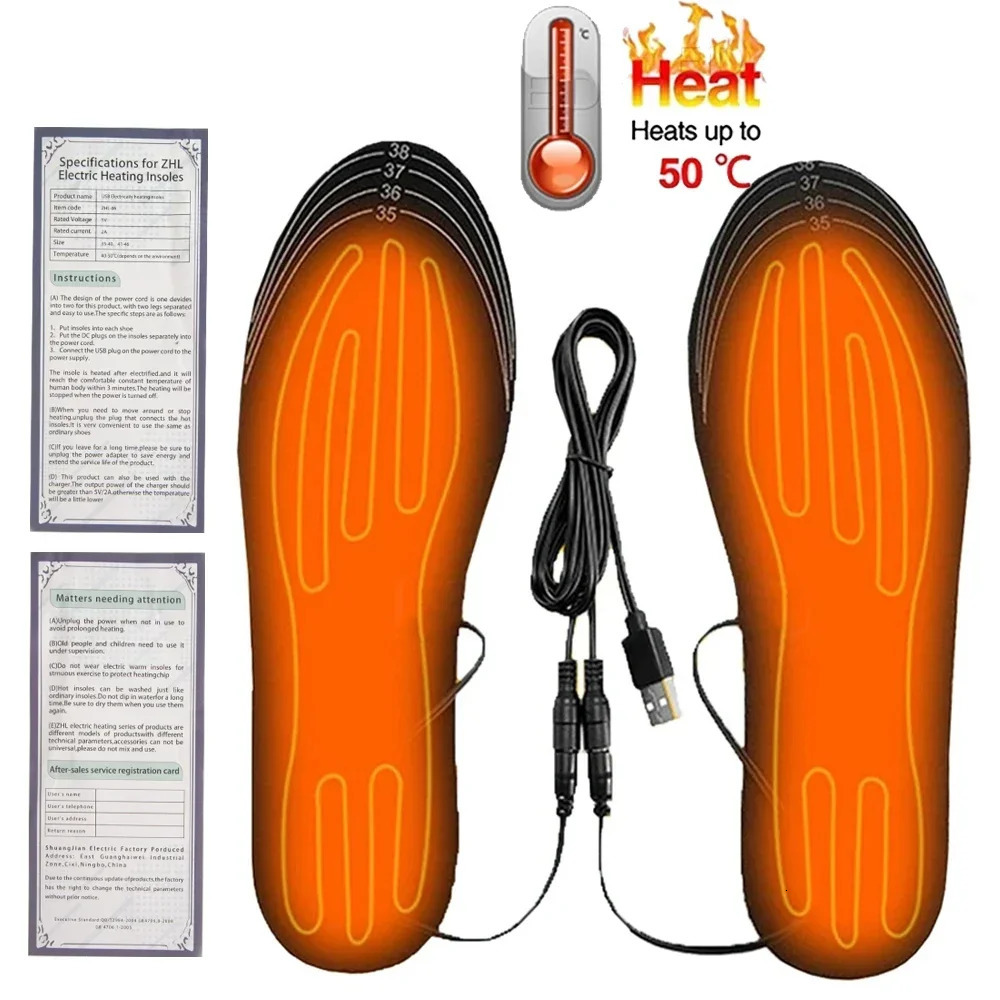 USB Heated Shoe Insoles Feet Warm Sock Pad Mat Electrically Heating Insoles Washable Warm Thermal Insoles Unisex WJ014 Insoles251020