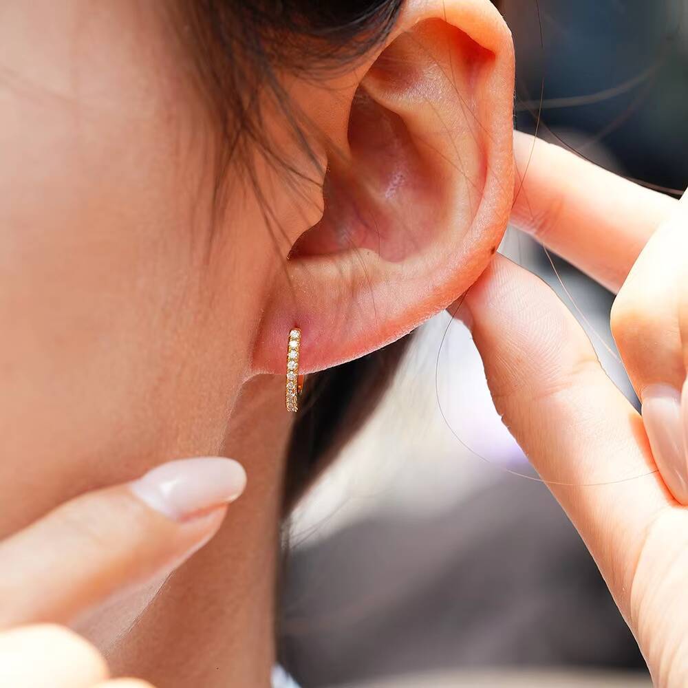 Wholesale Price Moissanite Earring 18K Gold Plated Silver Hoop Huggie Earring for Women S925 Sterling Silver Jewelry