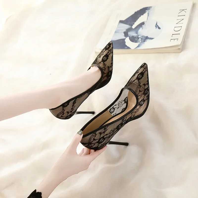 Womens High Heels Summer Design Sensual Bedding Pointed Toe Thin Heel Mesh Single Shoes Breathable Comfortable Mid Heel RubberXJ251027