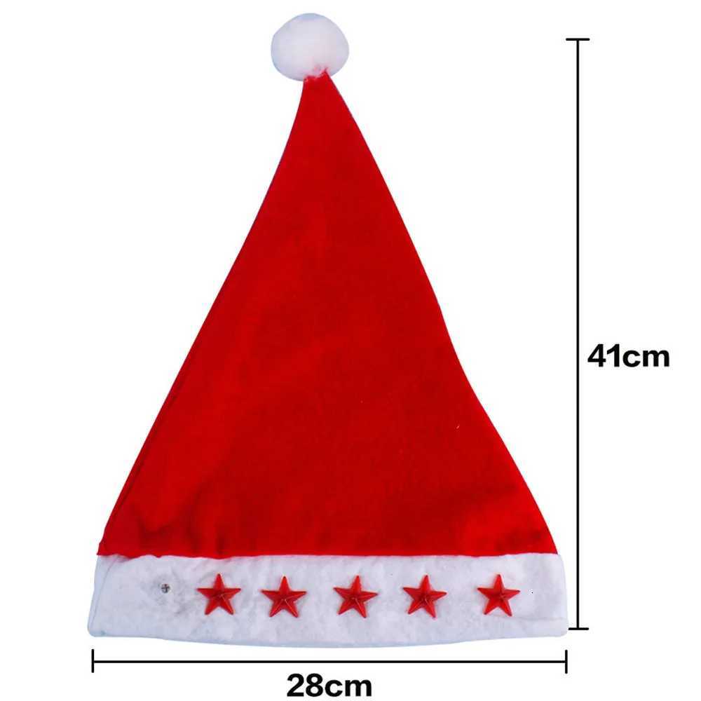 Classic Popular Christmas Luminous Hat Casual Glowing Star Pattern Santa Claus Hat Family Festival Party Atmosphere DecorationW251027