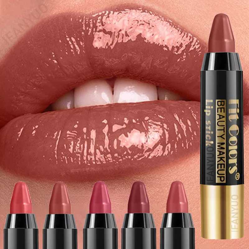 Mirror Brown Lipstick Pencil Moisturizing Waterproof Lasting Lipstick Crayon High Pigments NonStick Cup Lip Tint Pen Cosmetics W251027