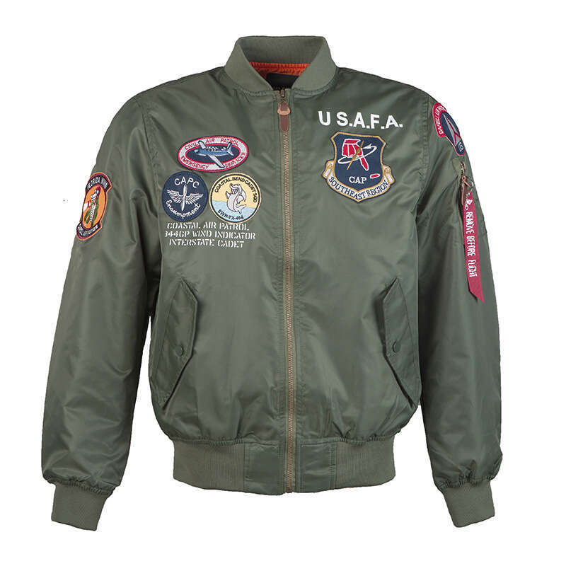 2025 New Trendy American Men's Spring and Autumn Thin MA-1 Air Force Pilot Jacket with Badge Embroidery Functional Style Coat