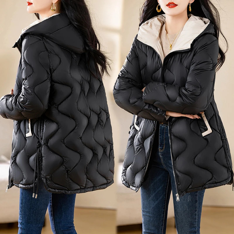 Winter Jacket Parkas Women Coat Fur Collar Hooded Overcoat Female Jacket Parka Thick Warm Cotton Padded Outwear 251013
