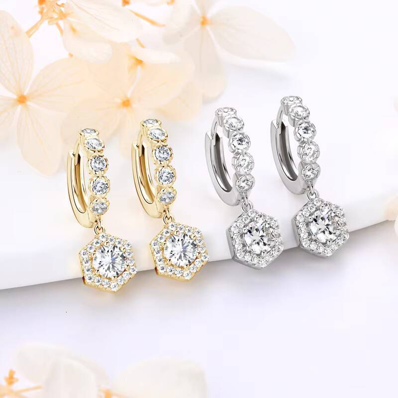 Luxury High Quality Jewelry 925 Sterling Silver Round Cut Stone 5mm D Color VVS1 Moissanite Ladies Earrings for Women