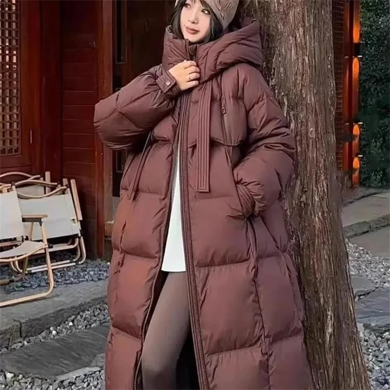 Thick Warm Parka Jacket Women Korean Oversized Loose Hooded Cotton Padded Coat Female Casual Long Overcoat 251027