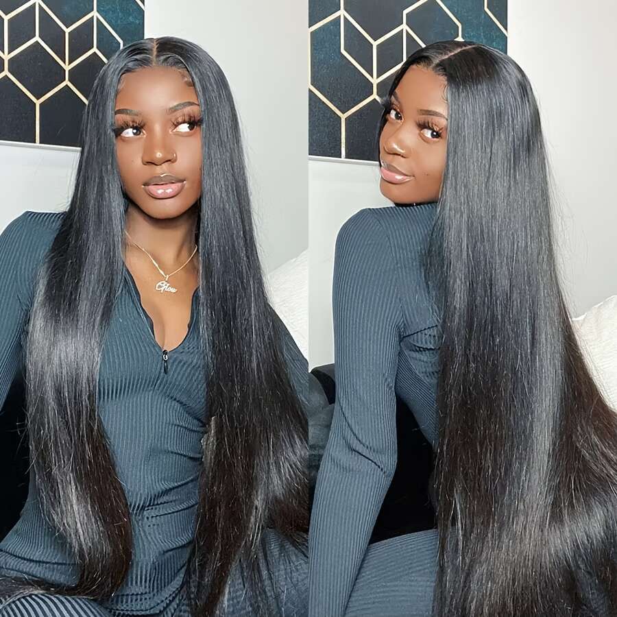 Glueless Brazilian Human Hair - 5X5 HD Closure, 250% Density, Pre-Plucked Pre-Cut Beginners, Glue No Gel, Black, Perfect For Casual Attire & Special O