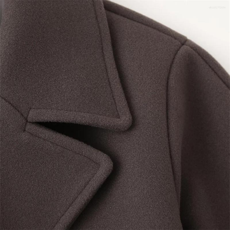 Women's Jackets Autumn European And American Style Fashion Niche Double Breasted Woolen Jacket Coat