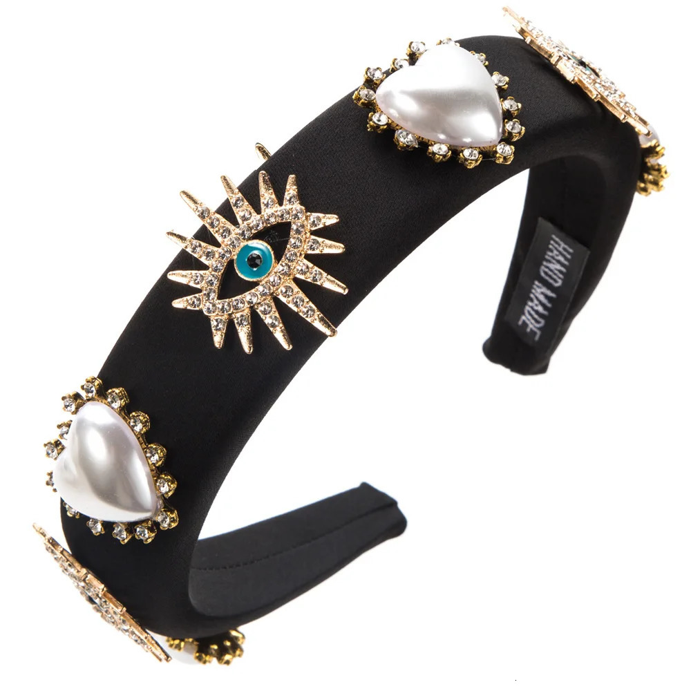 Baroque Love Pearl Hairband Personality Devils Eye Diamond High Quality Sponge Headband Hair Accessories 251023