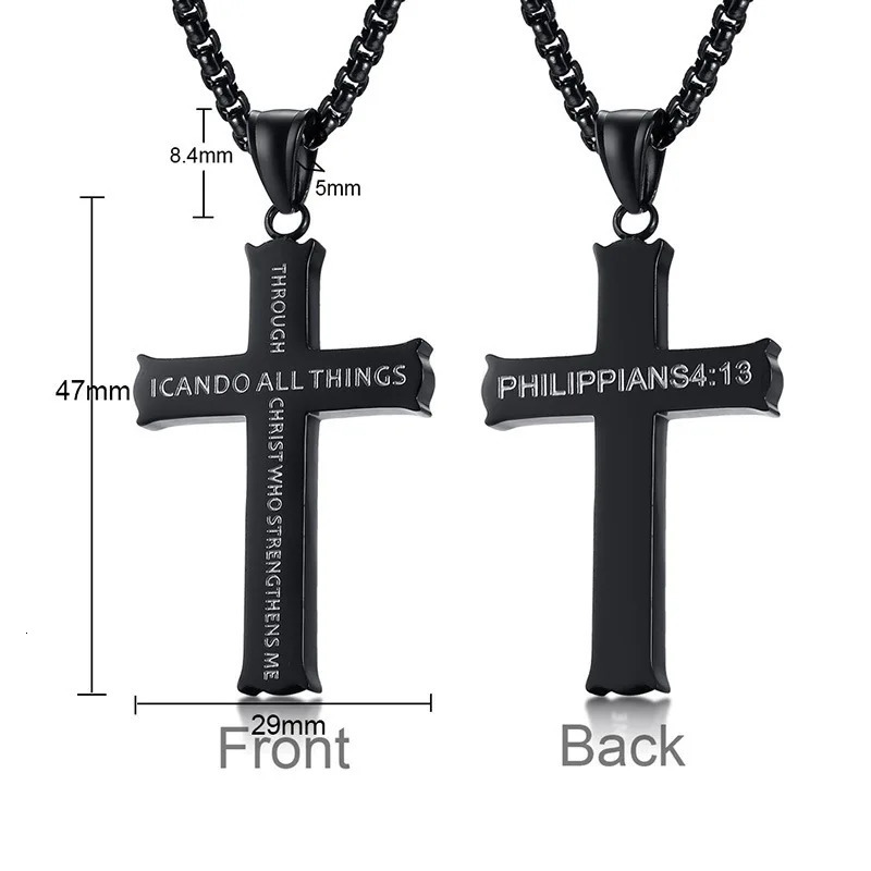 YQ Stainless Steel Cross Chain Necklace Pendant For Men Women Religious Jewelry Accessories 251020