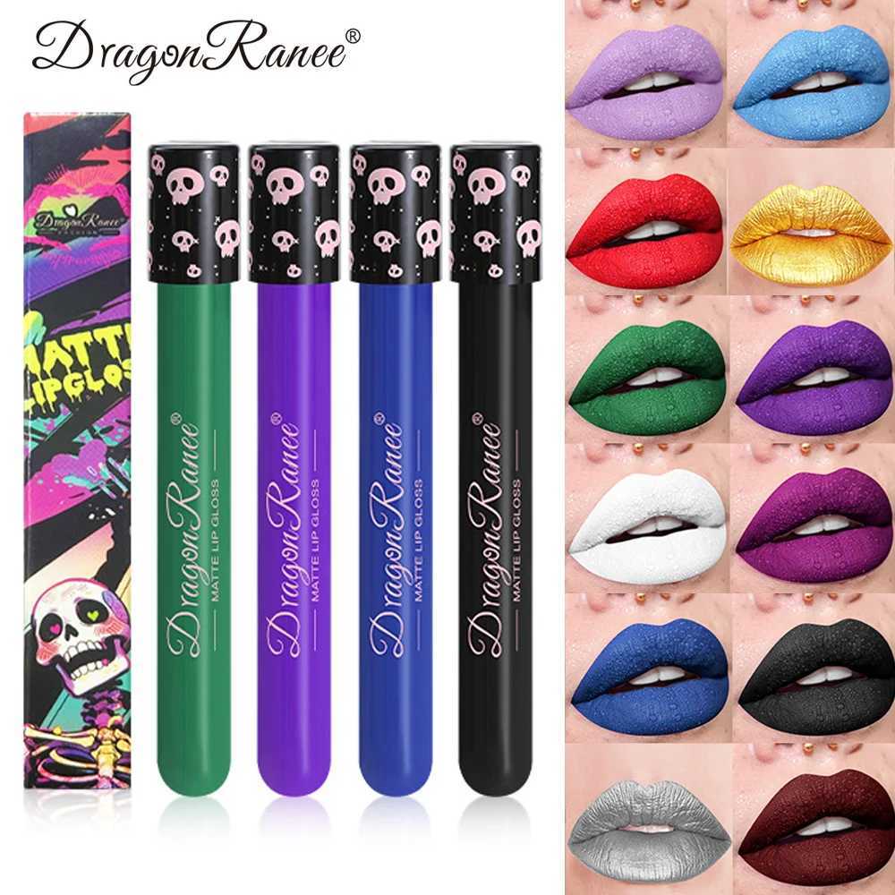 Waterproof Matte Black White Lipstick 2 Color Lasting Pigment Green Purple Liquid Lipstick Christmas Halloween Lip Gloss Makeup W251027