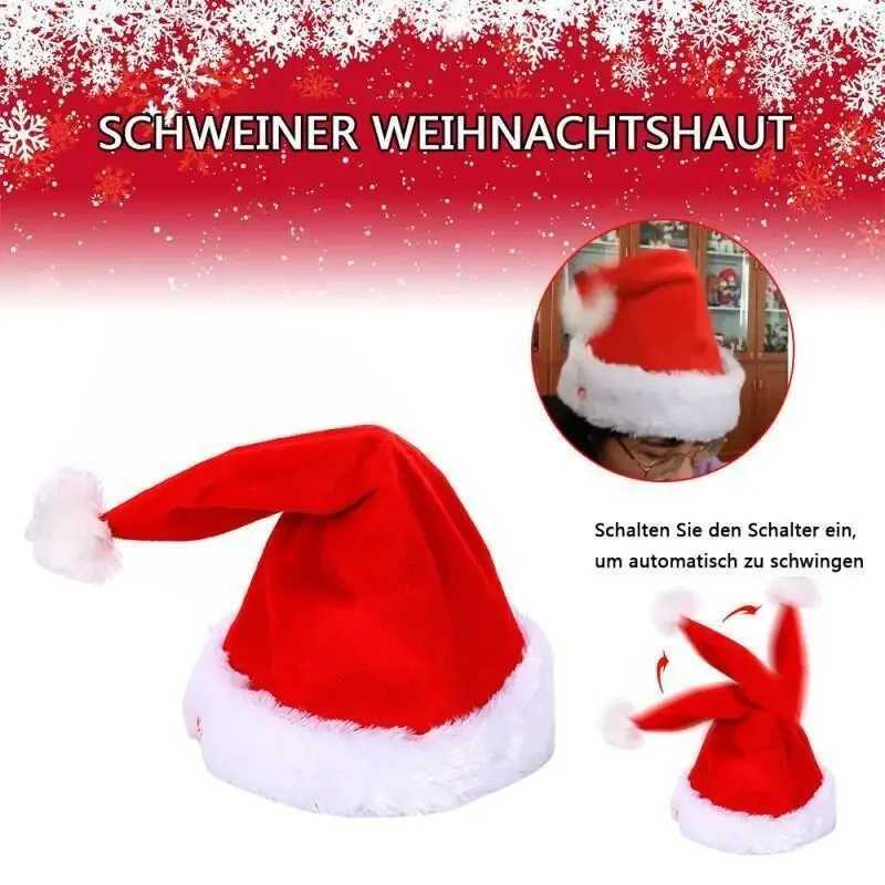 1pc Musical Dance Christmas Santa Hat Singing Dancing Moving Electric Patchwork Hat Plush Adult Hat Winter Warm Xmas Party GiftsW251027