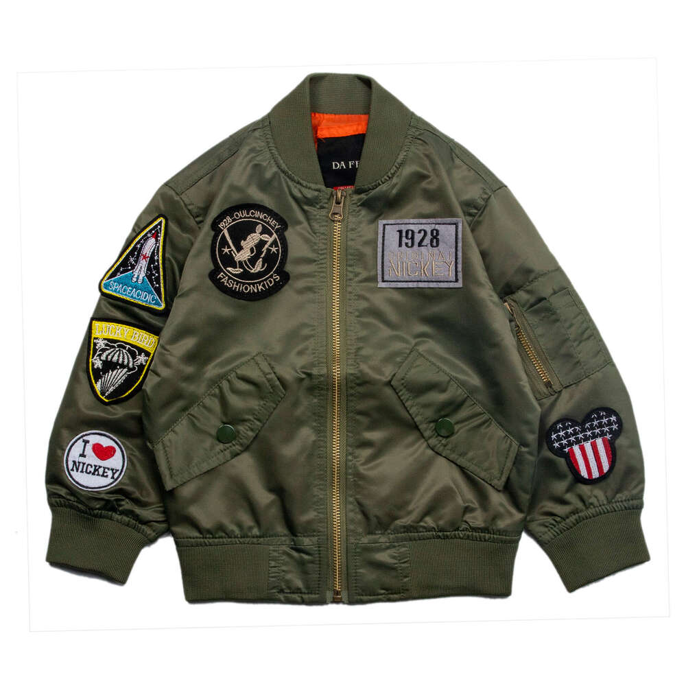 Spring Autumn Children's Boys and Girls Bomber MA-1 Embroidered Casual Outdoor Windproof Waterproof Baseball Jacket Trendy