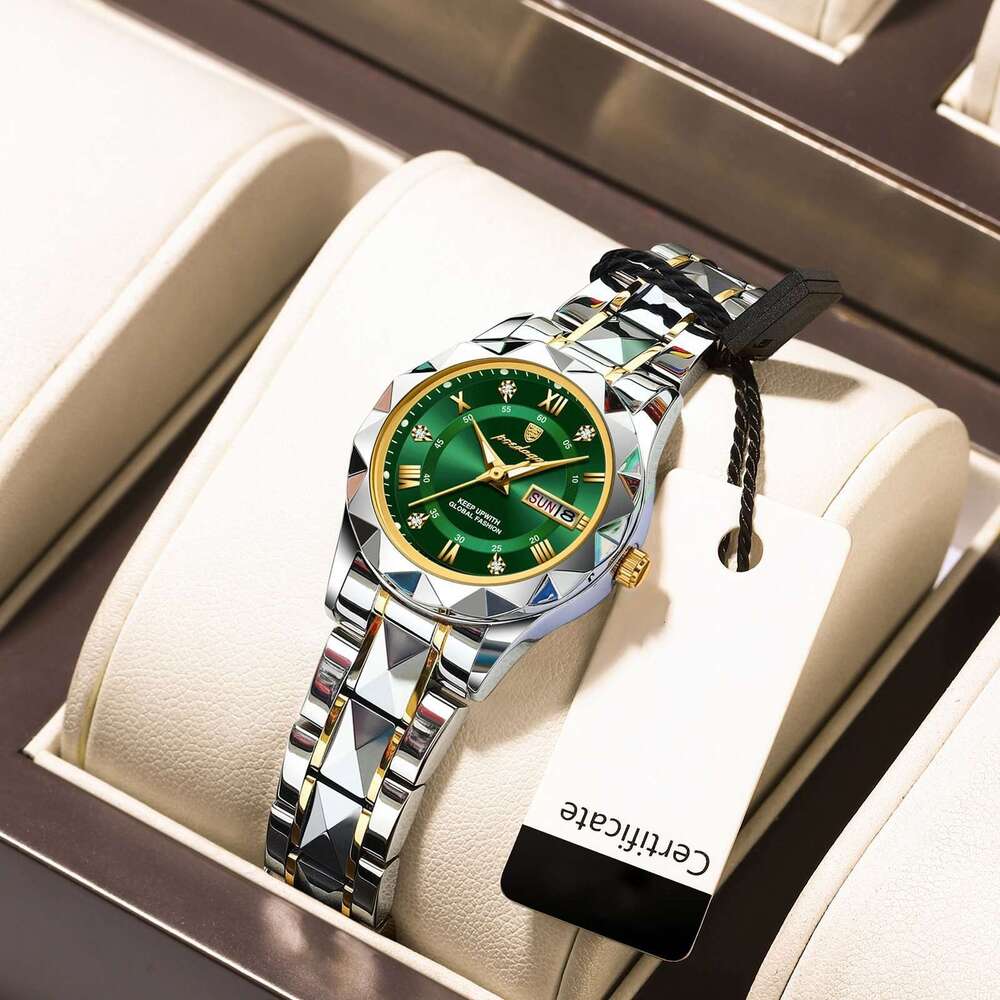 Swiss Brand New Women's Waterproof Dual Calendar Luminous Quartz Watch Live