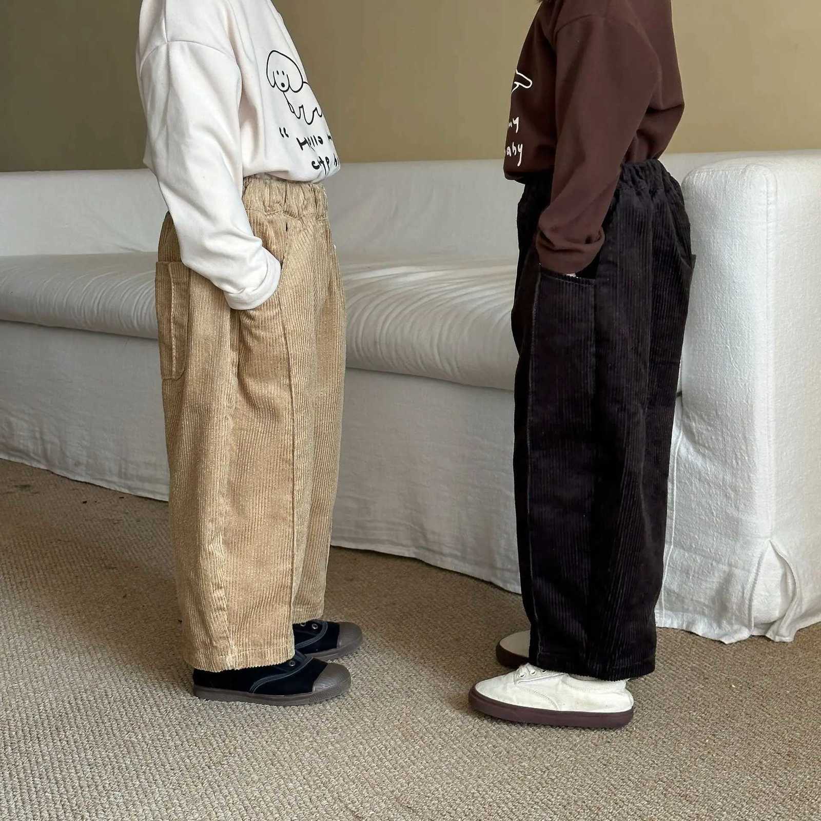 Children Corduroy Pants Boys Autumn and Winter Loose 2025 New Spring and Autumn Baby Casual Girls Wide Leg PantsT251027