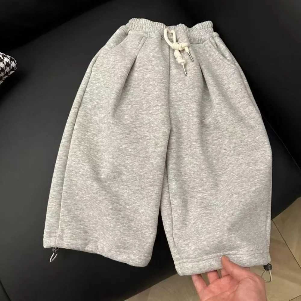 2025 Children Fleece Sweatpants Korean Style Girls Casual Wideleg Pants Autumn and Winter Boys Loose Sports Pants Kids ClothesT251027