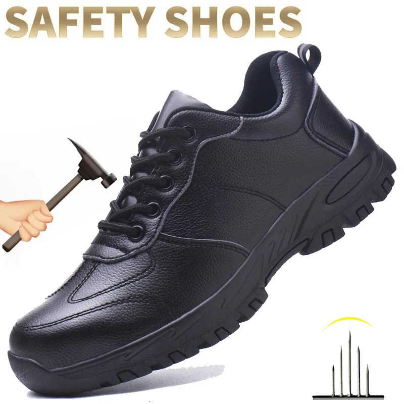 Waterproof Safety Shoes Men Steel Toe Work Boots Antismash PunctureProof Leather Shoes Protective Boots Indestructible Shoes 251023