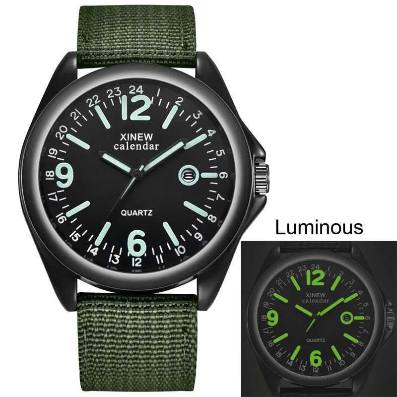 XINEW Men Watches Fashion Luminous Watches Nylon Strap Date Quartz Wristwatches Men Sports Watches horloge mannen reloj hombreT251027