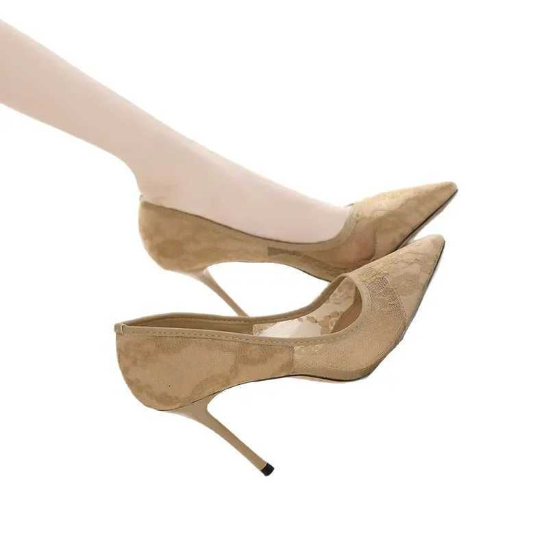 Womens High Heels Summer Design Sensual Bedding Pointed Toe Thin Heel Mesh Single Shoes Breathable Comfortable Mid Heel RubberXJ251027