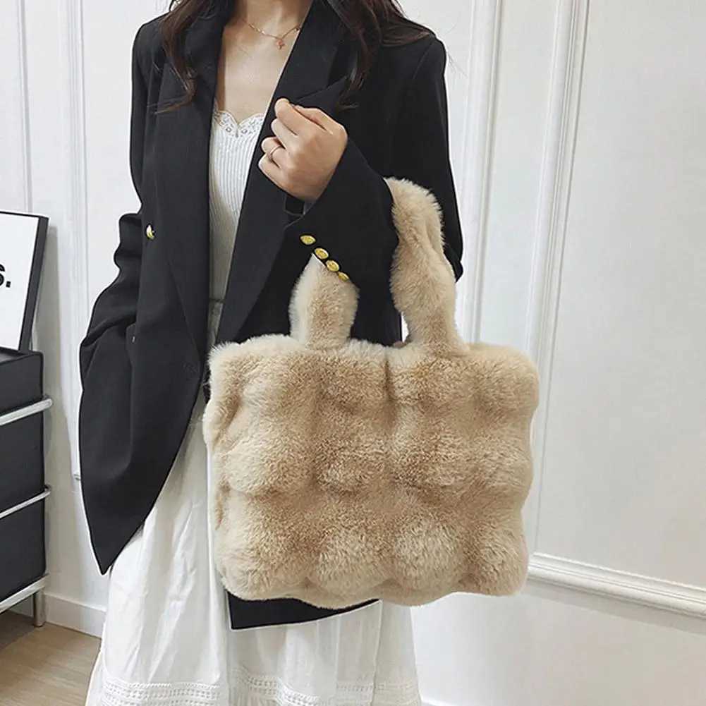 Fluffy s Winter Furry Purse for Women Y2K Faux Fur Bag Fuzzy Shoulder Handbag Y251027