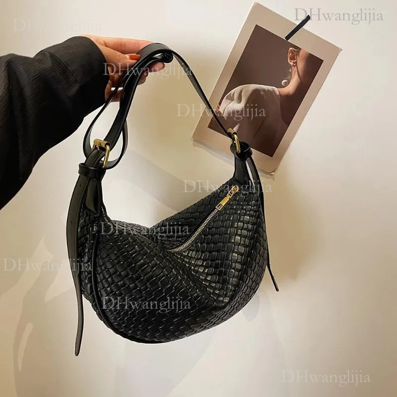 DHGM Shoulder Bags Women Daily Bag Adjustable Strap Woven Simple Hobo Solid Color Stylish Shopping