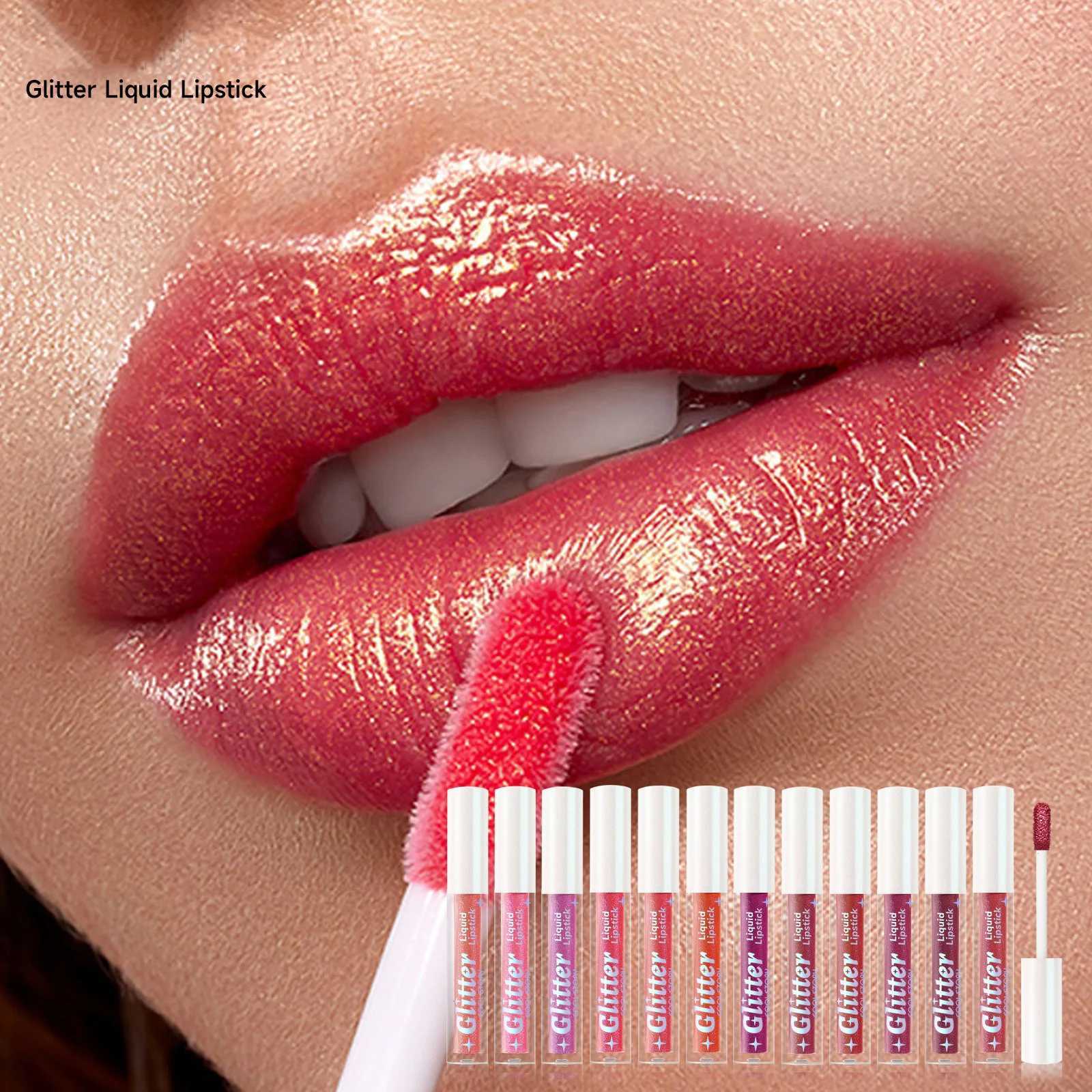 PC Sexy Color Glitter Lipstick Flash Lasting Easy Color Diamond Lip Tint Shiny Metallic Lip Makeup Gifts for Women Cosmetics W251027
