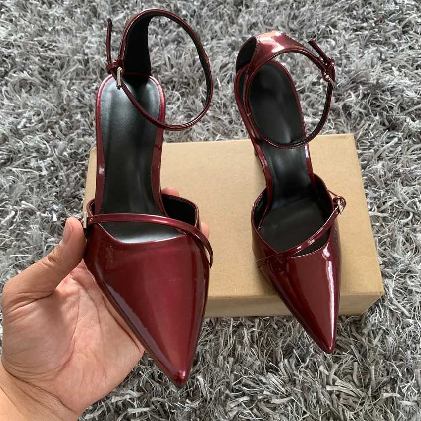 Sexy Pointed Toe High Heel Women Shoes Elegant Ankle Strap Patent Leather Stilettos Luxury Prom Weddings Bridal Pumps for LadiesXJ251027