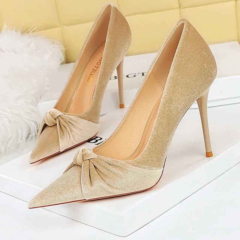BIGTREE Shoes Bowknot Suede Women Pumps Fi New High Heels Pointed Stilettos Women Heels 2025 New Design Pumps Plus Size 43XJ251027