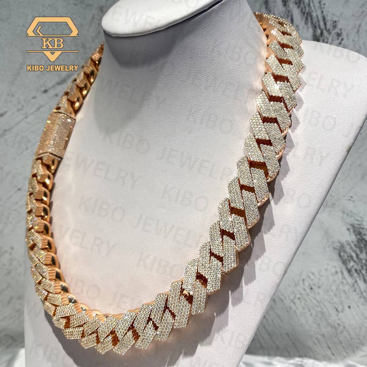 Hot Sale Big Width Cuban Link Chain Silver Plated Rose Gold White Gold Moissanite Hip Hop Iced Cuban Link Chains for Men