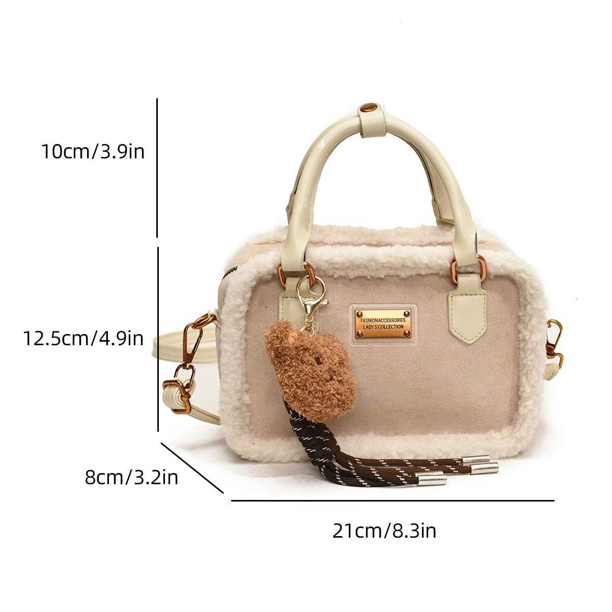 2024 Winter Lamb Woolen Handbag Womens Bag Designer Plush Handbag Fashion Casual Shoulder Messenger Bag Female Square bolsas Y251027
